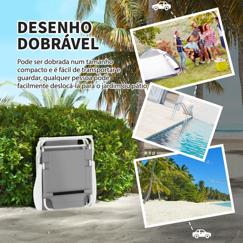 Outsunny Espreguiçadeira de Jardim Reclinável e Dobrável com Encosto Ajustável em 4 Posições 160x66x98 cm Cinzento