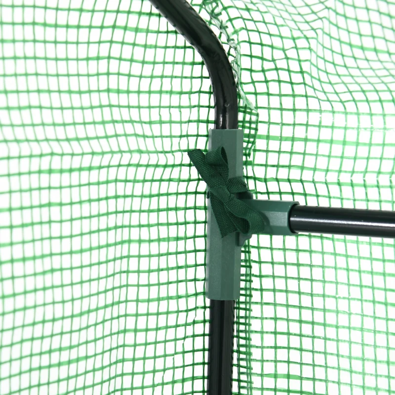 Outsunny Walk In Greenhouse with Shelves, Portable Gardening Plant Grow House for Outdoor with 2 Tier Shelf, Roll-Up Zippered Door, PE Cover, 141 x 72 x 191cm, Green