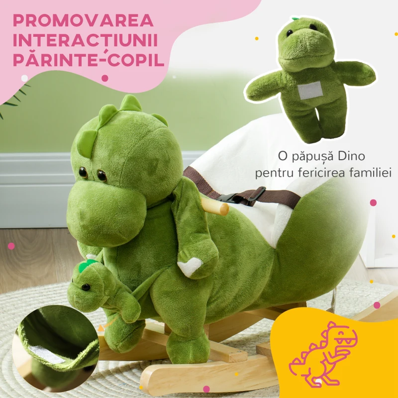 AIYAPLAY Balansoar pentru Copii 18-36 Luni în formă de Dinozaur cu Sunete, 62x33x45 cm, Verde