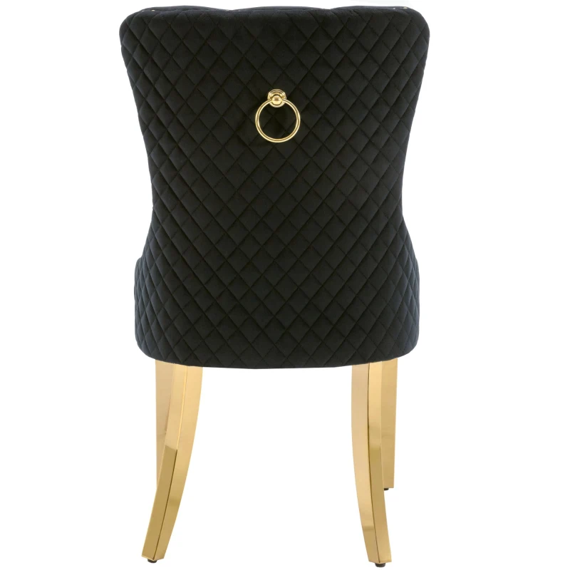 Ensemble de chaises de salle à manger 4 pièces, chaises rembourrées avec garniture à tête de clou, 51.5×65.5×95 cm, Noir