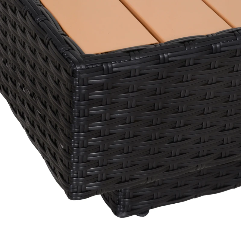 Outsunny 4 PCs Rattan Garden Furniture Outdoor Sectional Corner Sofa and Coffee Table Set  Conservatory Wicker Weave Furniture with Armrest and Cushions - Black