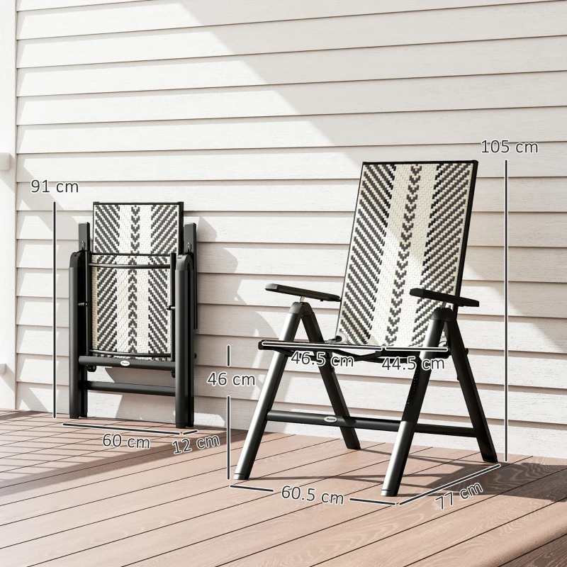 Outsunny Rattan Reclining Garden Chairs - Black