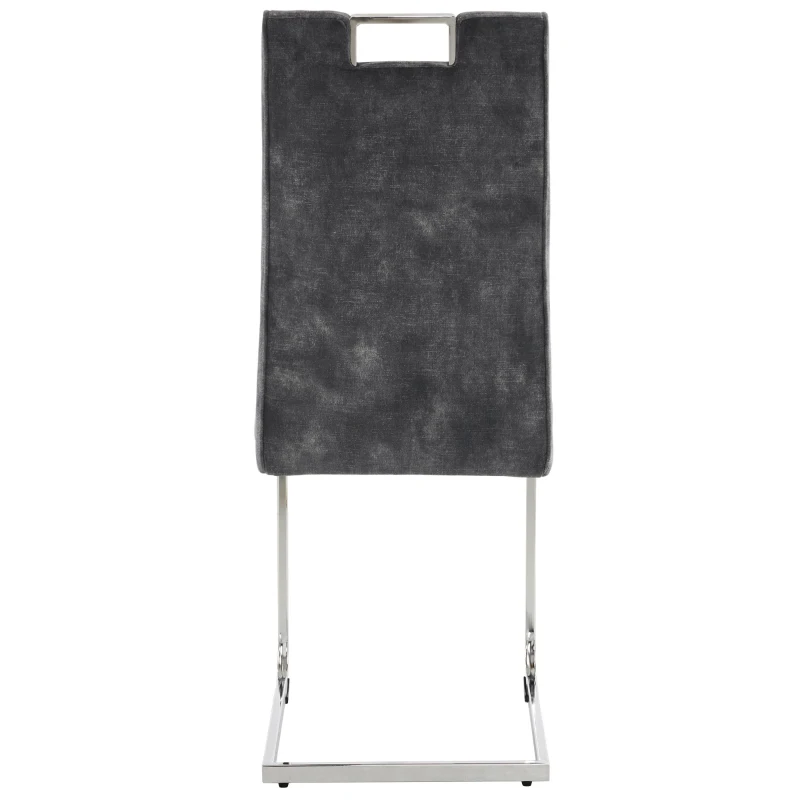 Ensemble de 4 chaises de salle à manger, tissu velours, 44×57×101 cm, Gris foncé