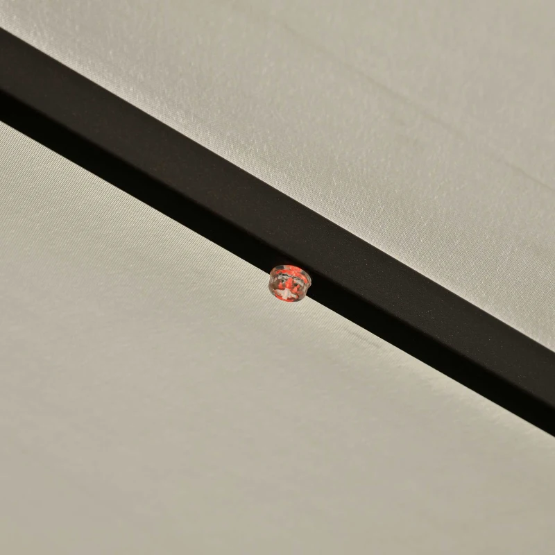 Outsunny Φ2.7m Garden 24 LED Light Parasol Solar Outdoor Tilt Sun Umbrella Patio Club Party Event Manual Sun Shade w/ Hand Crank and 8 Ribs, Off-white