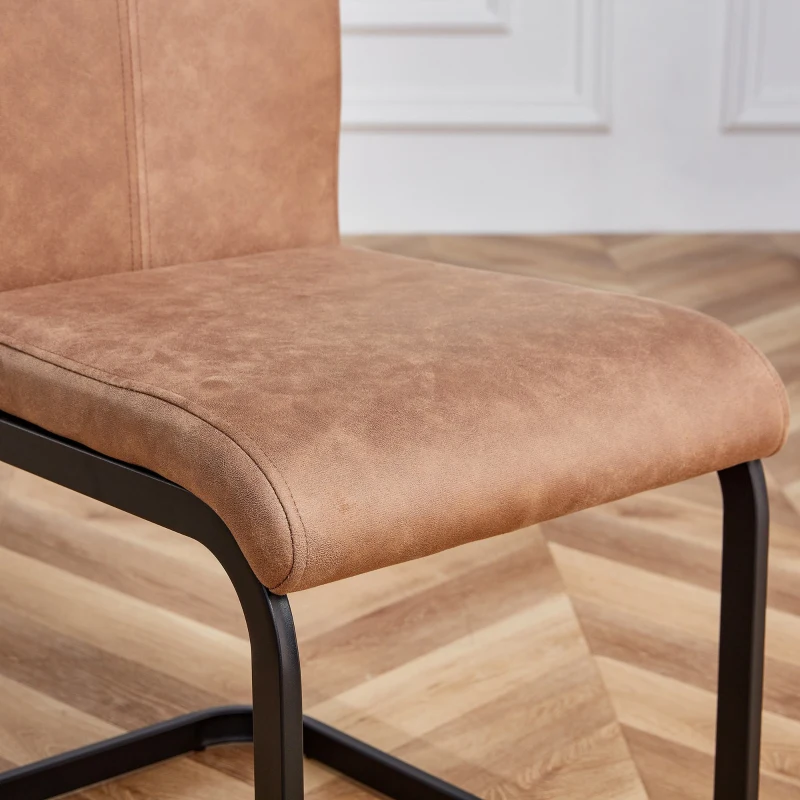 Set di 4 sedie da pranzo a sbalzo, schienale alto, 43 x 54 x 100 cm, Marrone