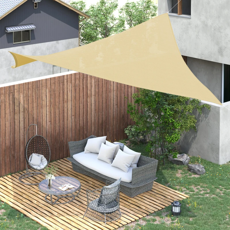 Outsunny Voile d'ombrage rectangulaire grande taille 4 x 3 m polyéthylène haute densité HDPE résistant aux UV beige
