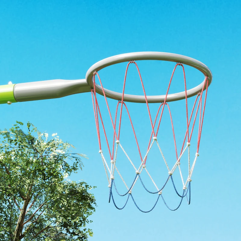 AIYAPLAY Leagăn de Grădină 3 în 1 pentru Copii 3-8 Ani cu Coș de Baschet și Poartă de Fotbal, 238x180x182 cm, Verde(m-8)