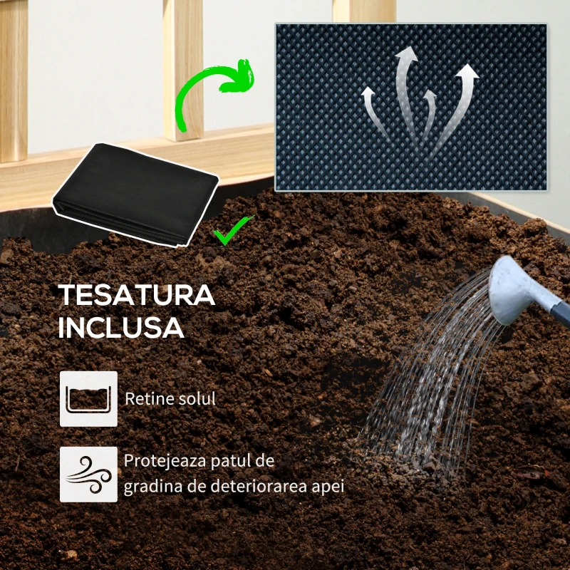 Outsunny Ghivece din Lemn cu Grilaj pentru Catarat Vita de Vie, Paturi Suprainaltate pentru Gradina din Curte, Jardiniera in Aer Liber pentru Legume, Flori, Ierburi, Nuanta Natur Antichizata