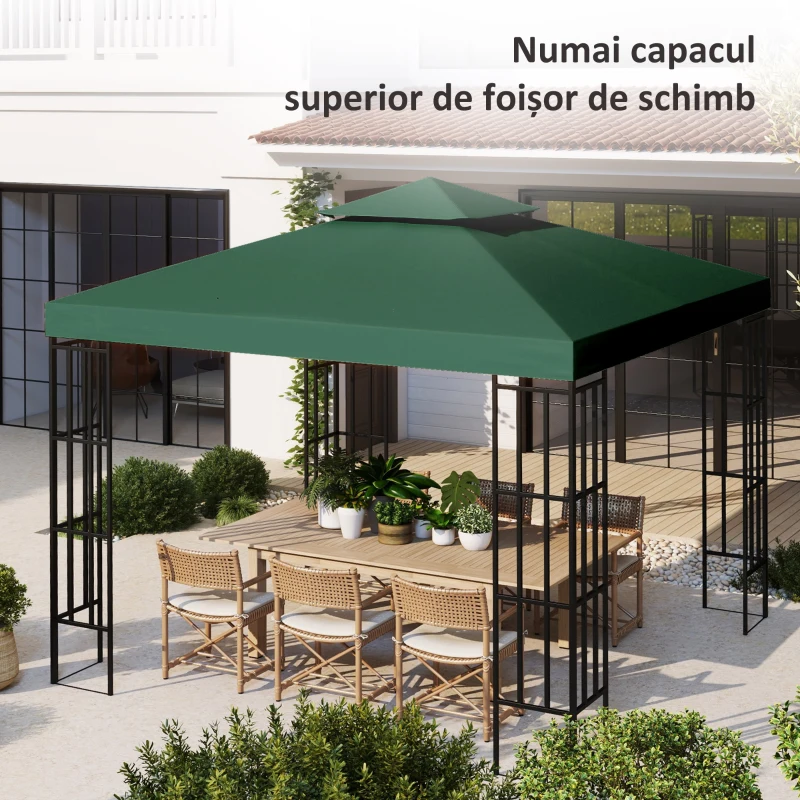 Outsunny Acoperiș de Schimb pentru Gazebo pentru Grădină Dublu strat 3x3m