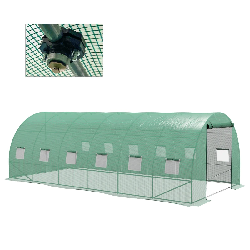 Outsunny Estufa tipo Túnel 6x3x2 m com Sistema de Irrigação 12 Janelas com Malha e 1 Porta de Enrolar Estufa de Jardim Verde