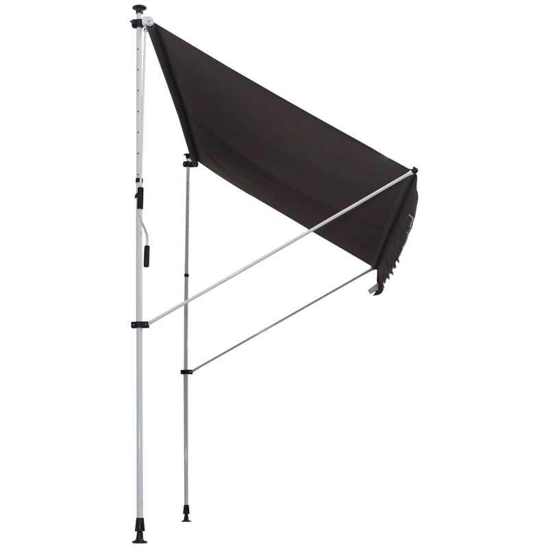 Outsunny Klemmmarkise mit Handkurbel höhenverstellbar Gelenkarmmarkise schmutzabweisend, witterungsbeständig Balkonmarkise 150cm breit Terrassenmarkise für Terrasse Balkon Veranda Grau