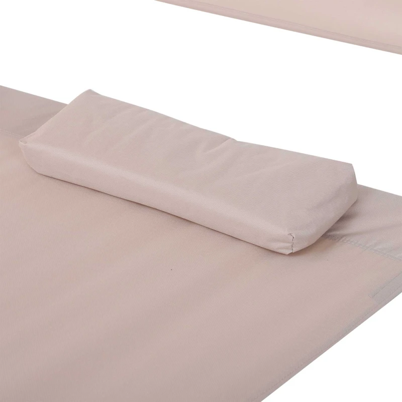 Outsunny Bain de Soleil 2 Places lit de Jardin Design Contemporain Toit réglable 2 roulettes 2 oreillers Acier époxy Polyester Sable