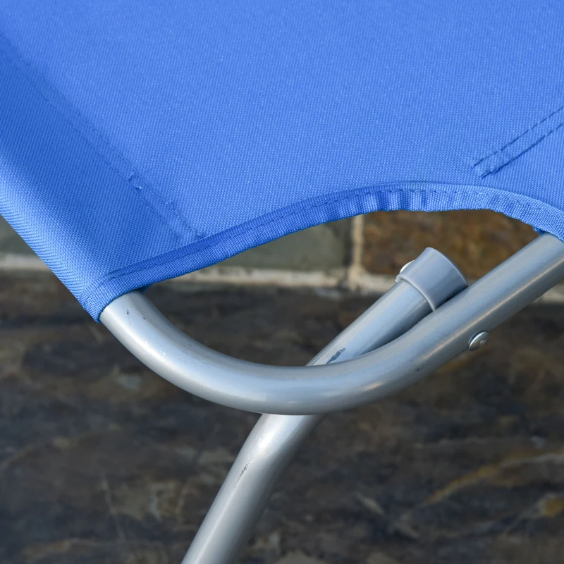 Outsunny Bain de Soleil transat Pliable Dossier réglable Multipositions métal et Polyester Bleu