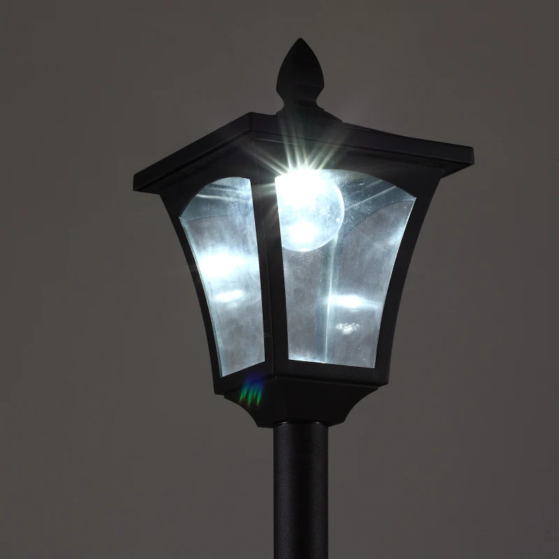 Outsunny LED Solar Gartenlaterne, Stehleuchte aus Edelstahl Gartenlampe 160 cm hoch Windlicht Außenleuchte IP44, Solarlampe mit Lichtsensor 30 Lumen Erdspieß, Gartenlampe für Garten Balkon Schwarz