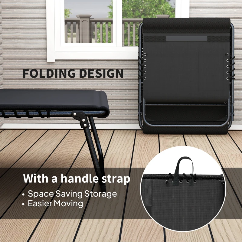 Outsunny Set of Two Reclining Sun Loungers - Black