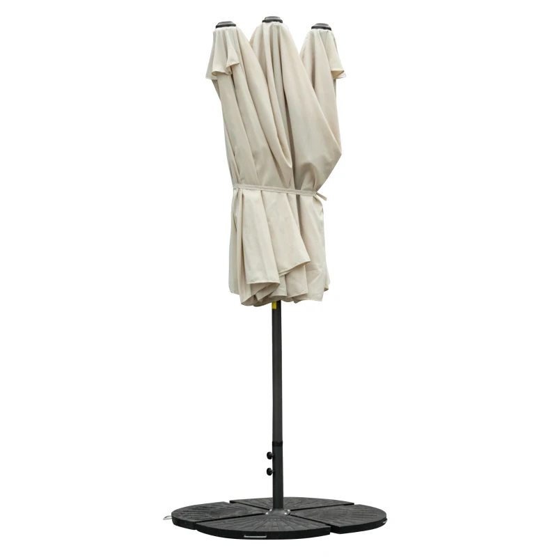 Outsunny Sonnenschirm Gartenschirm Marktschirm Doppelsonnenschirm Terrassenschirm mit Schirmständer Handkurbel Cremeweiß Oval 460 x 270 x 240 cm