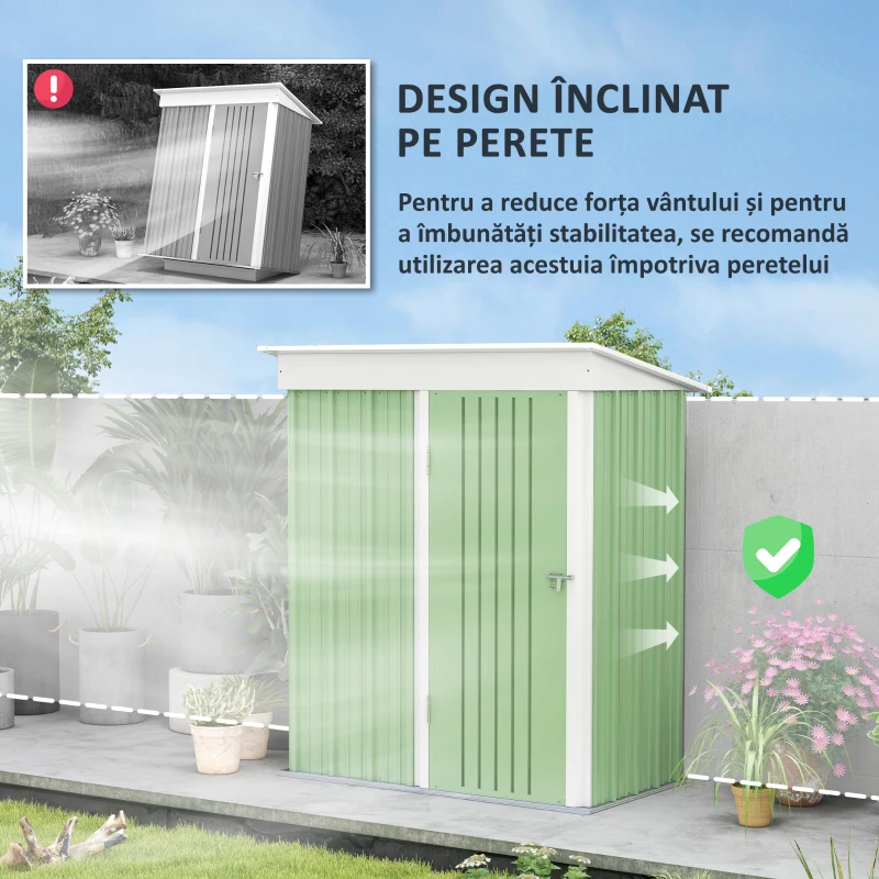 Magazie Gradina Otel Verde 161x95x163/181 cm cu Usa Blocabila(m-6)