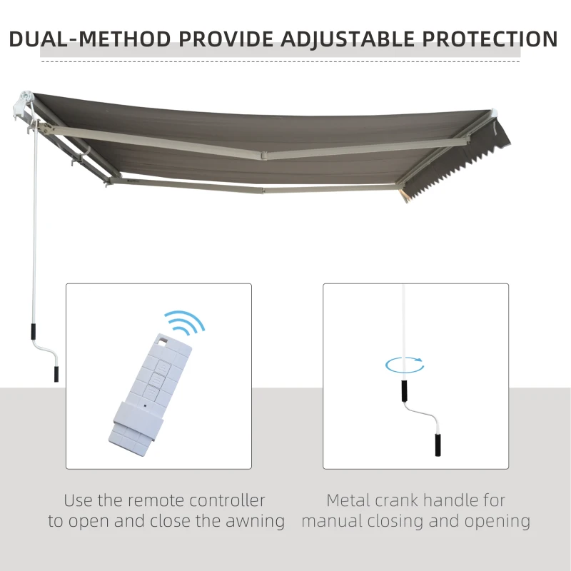 Outsunny Luifelslinger incl. afstandsbediening knikarmluifel balkon aluminium 5 x 3 m