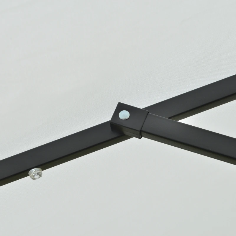 Outsunny Sonnenschirm mit LED Solar 4,5m Doppelsonnenschirm Gartenschirm Marktschirm Terrassenschirm Oval Schwarz+Cremeweiß