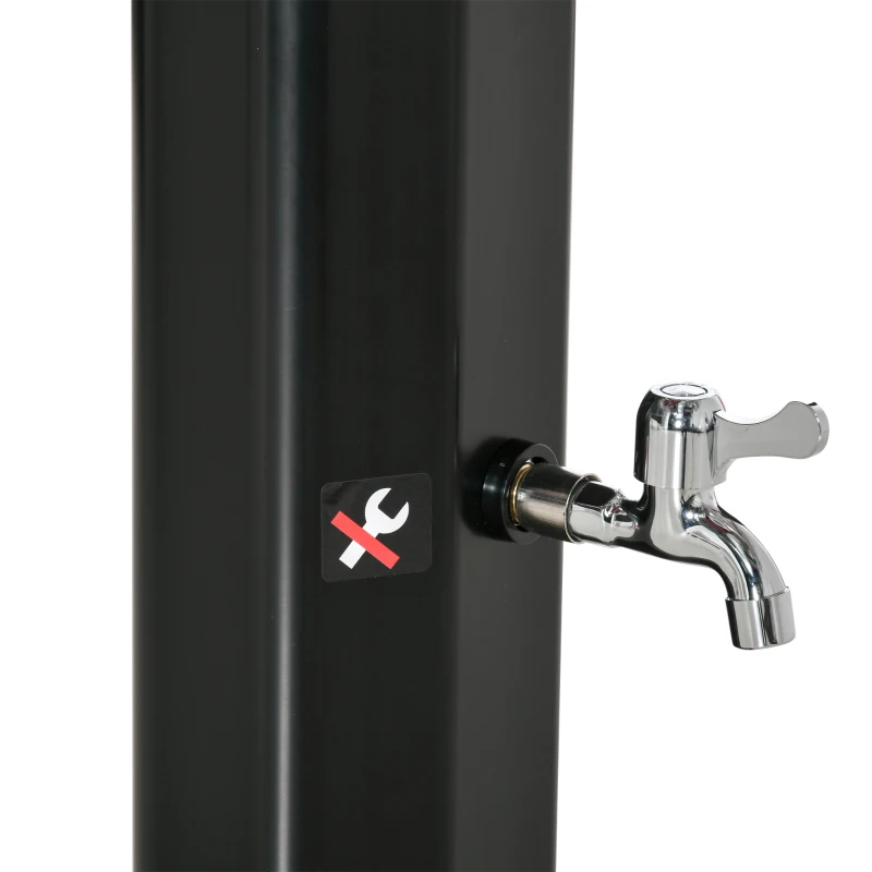 Outsunny Solardusche 35 Liter 0-55 ℃ warmes Wasser Camping Pooldusche mit Wasserhahn und Regenduschkopf Schwarz 17,5 x 14,5 x 216 cm