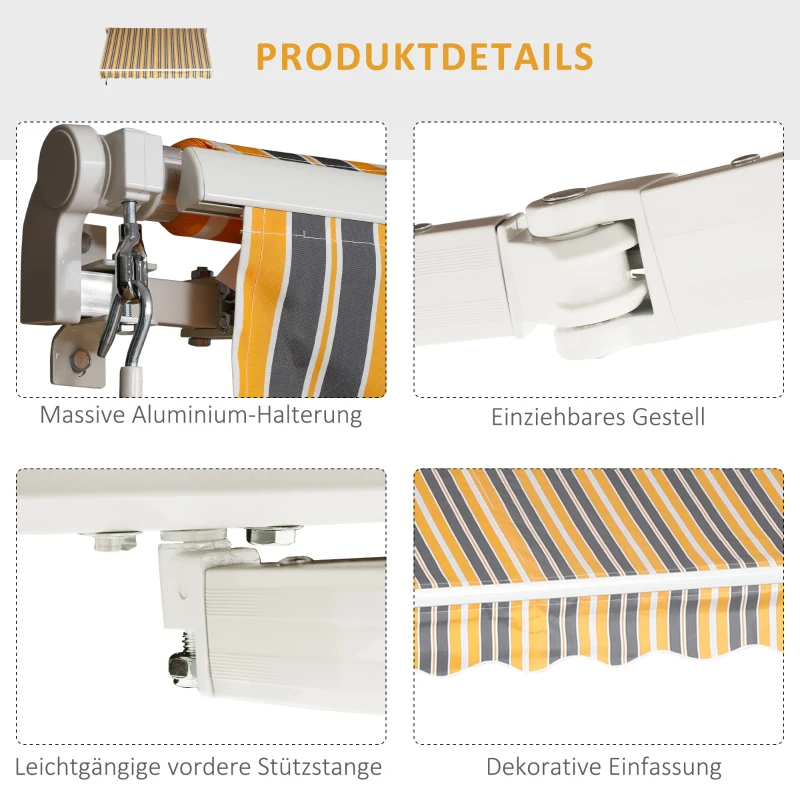 Luifel handslinger knikarmluifel zonwering balkon aluminium 2,95 x 2,5 m 2 kleuren