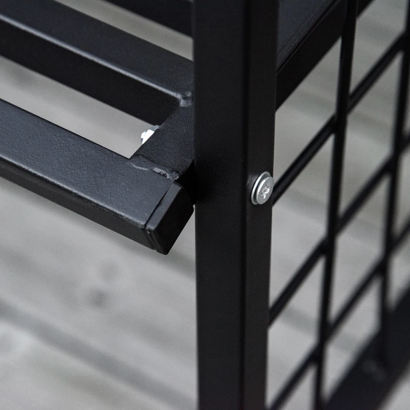 Outsunny Pflanzbogen mit Bank Sitzbank Torbogen Rankgitter Rankhilfe Garten Bogendach Metall Schwarz 154 x 60 x 205 cm