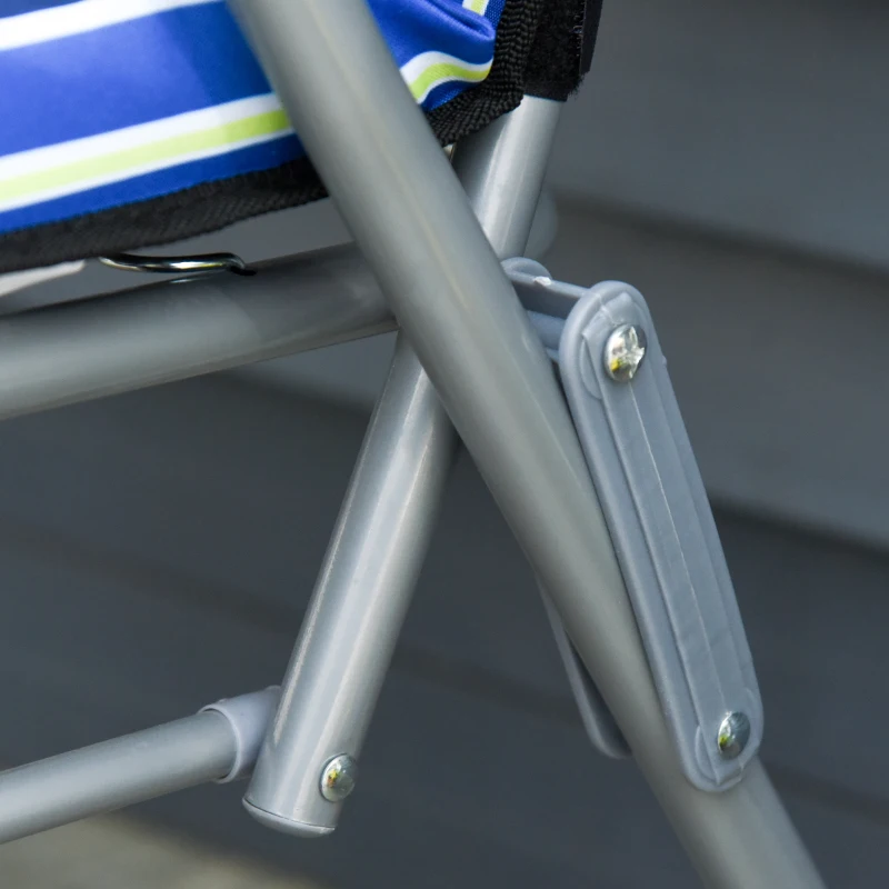 Outsunny Reclining Garden Chair Set of 2, 5-Level Adjustable Zero Gravity Chairs with Cushions, Folding Sun Lounger Garden Recliner Chairs with Armrests for Outdoor, Patio, Blue Stripe