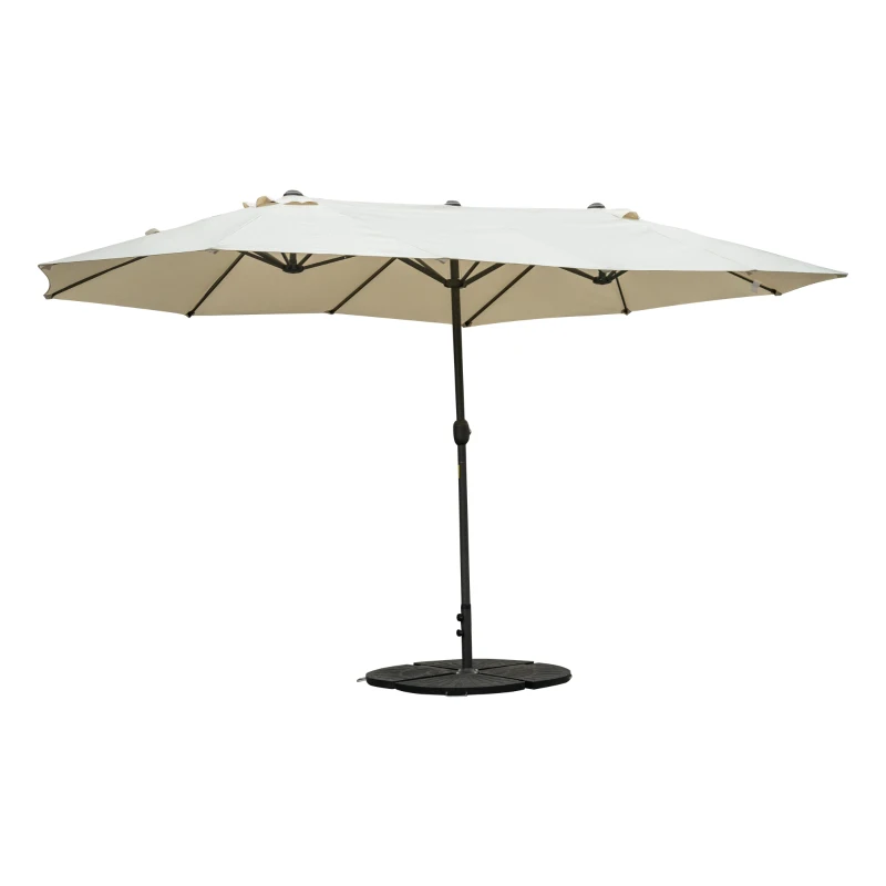 Outsunny Sonnenschirm Gartenschirm Marktschirm Doppelsonnenschirm Terrassenschirm mit Schirmständer Handkurbel Cremeweiß Oval 460 x 270 x 240 cm