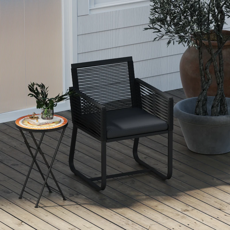 Outsunny Mosaic Outdoor Garden Table, 35.5cm Round Folding Coffee Table with Metal Frame for Balcony Terrace, Orange