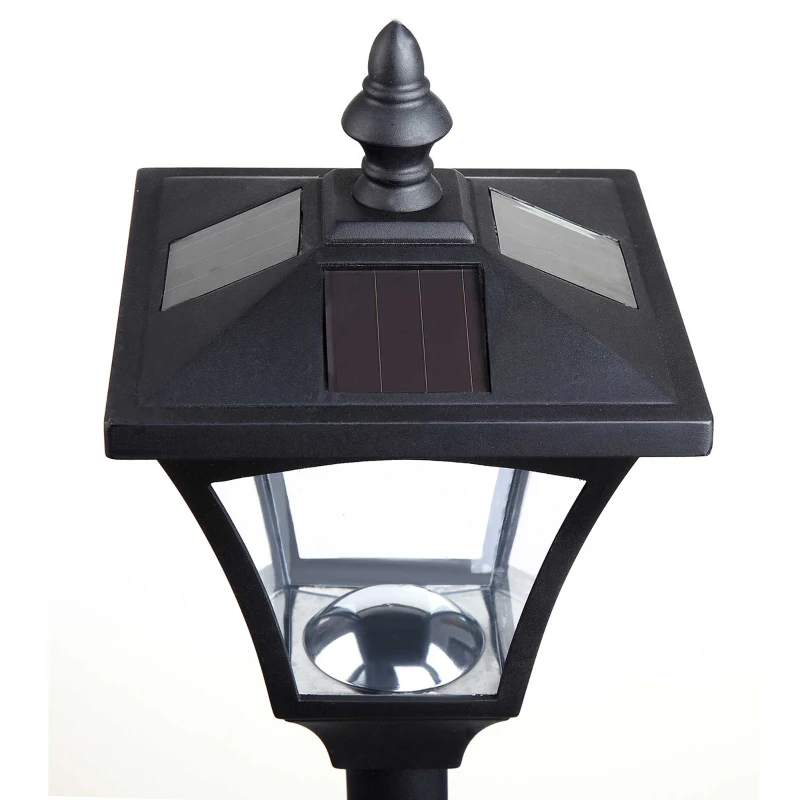 Outsunny LED Solar Gartenlaterne, Stehleuchte aus Edelstahl Gartenlampe 120 cm hoch Windlicht Außenleuchte IP44, Solarlampe mit Lichtsensor 30 Lumen Erdspieß, Gartenlampe für Garten Balkon Schwarz