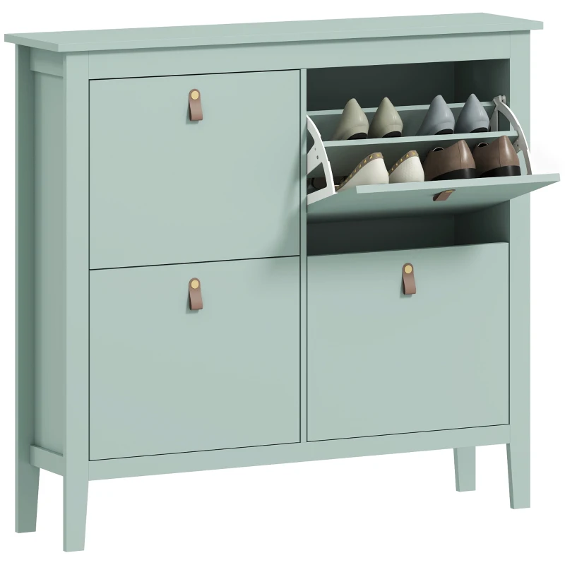 HOMCOM Modern Four-Drawer Shoe Cabinet - Green