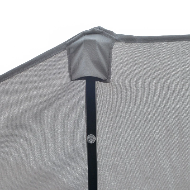 Outsunny Sonnenschirm mit LED Solar 4,5m Doppelsonnenschirm Gartenschirm Marktschirm Terrassenschirm Oval Hellgrau+Schwarz