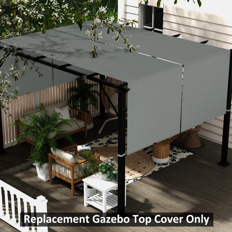Outsunny Lot de 2 toiles de rechange pergola rétractable 4,9 x 1,2 m pour pergola de 3 x 3 m polyester protection UV gris foncé