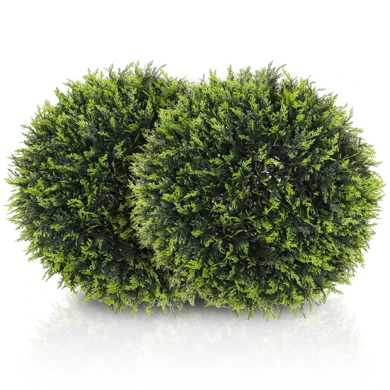 Homcom Set 2 Plante Artificiale Cedru Sferice Ø 45 cm – Anti‑UV & Decorativ