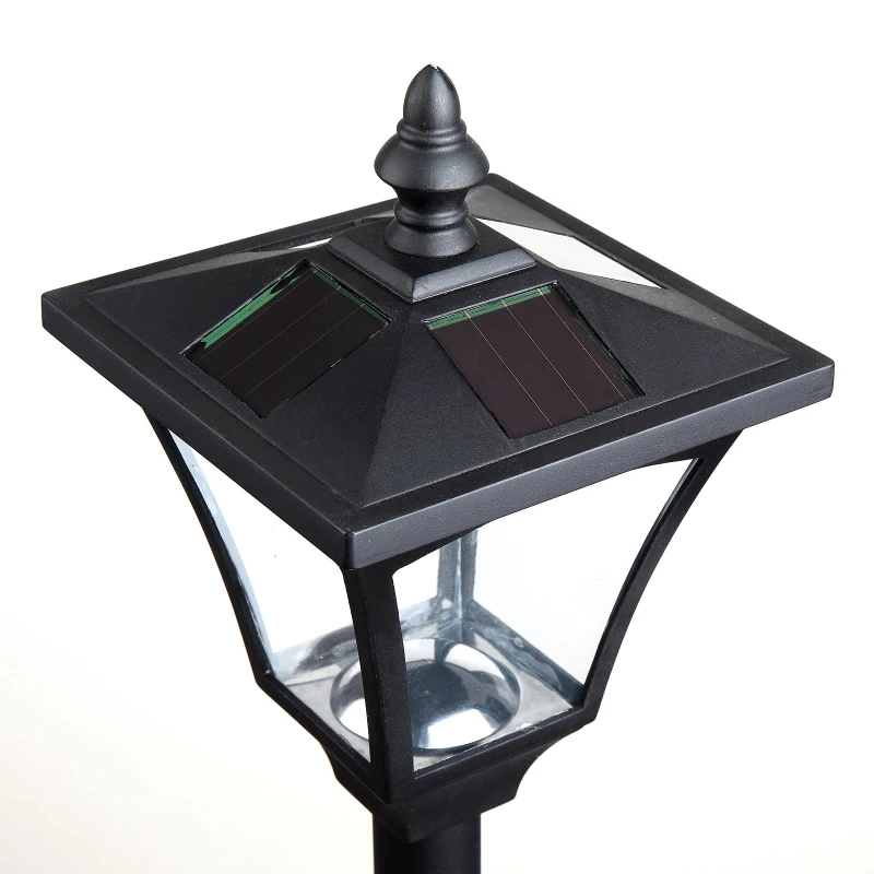 Outsunny LED Solar Gartenlaterne, Stehleuchte aus Edelstahl Gartenlampe 120 cm hoch Windlicht Außenleuchte IP44, Solarlampe mit Lichtsensor 30 Lumen Erdspieß, Gartenlampe für Garten Balkon Schwarz