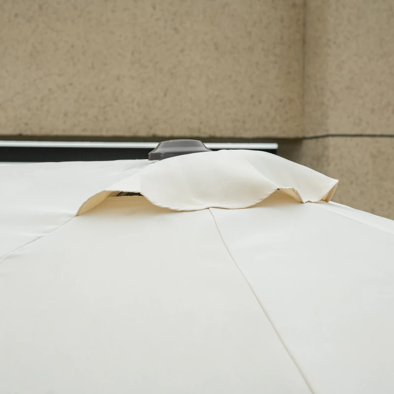 Outsunny Sonnenschirm Gartenschirm Marktschirm Doppelsonnenschirm Terrassenschirm mit Schirmständer Handkurbel Cremeweiß Oval 460 x 270 x 240 cm