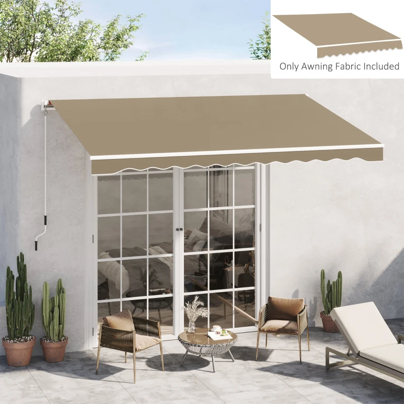 Outsunny Toile de Rechange Store banne - Lambrequin Vagues Douces - Polyester Haute densité 280 g/m² Anti-UV dim. 3,82L x 2,4l (avancée) m beige