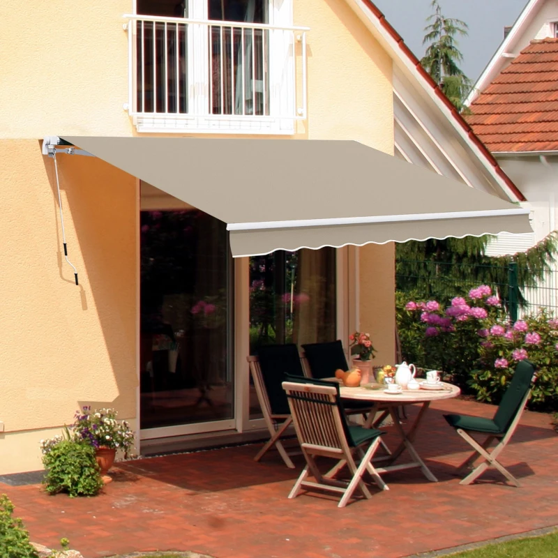 Outsunny Luifel aluminium luifel aluminium knikarmluifel 3 x 4 m zonwering balkon beige