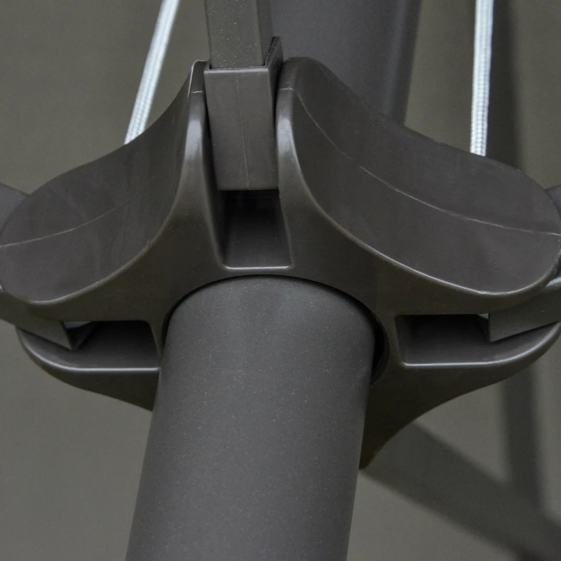 Outsunny Sonnenschirm Gartenschirm Marktschirm Doppelsonnenschirm Terrassenschirm mit Schirmständer Handkurbel Dunkelgrau Oval 460 x 270 x 240 cm