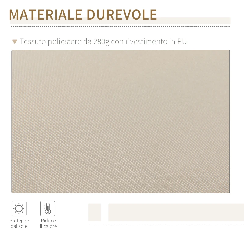 Outsunny Tenda da Sole 4x2.5 m Avvolgibile a Manovella con Copertura Impermeabile, in Metallo e Alluminio, Beige