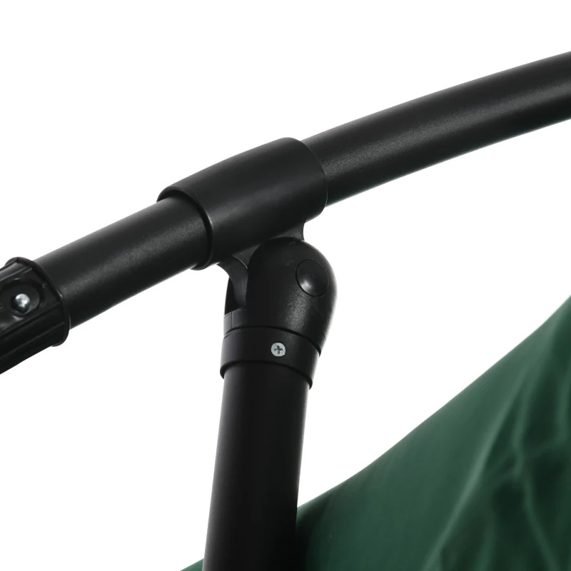 Outsunny Ombrellone da Giardino 3x3 m con Zanzariera, Apertura a Manovella e Base a Croce, Verde