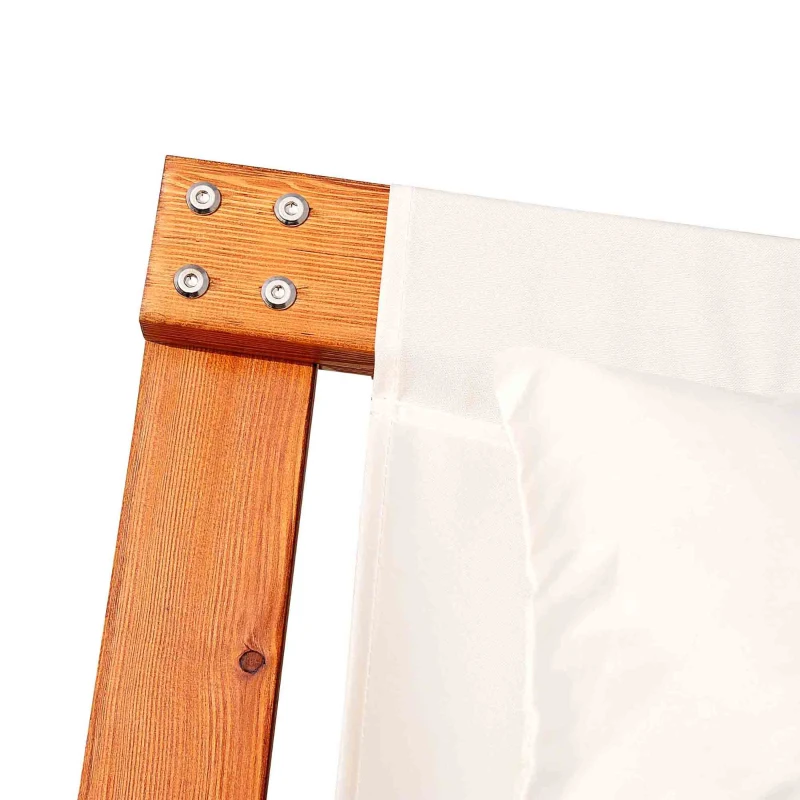 Outsunny Amaca da Giardino con Struttura in Legno, Lettino in Cotone per 2 Persone con Cuscini, 207x150x40cm Bianco