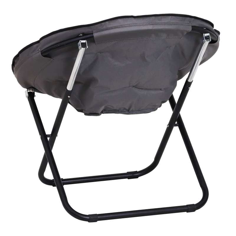 Outsunny Campingstuhl Faltbar Campingsessel mit Lehne, Klappstuhl bis 120kg, gepolstert Moonchair Extra Breit, Faltsessel Outdoor Stuhl für Garten, Balkon, Camping, Grau