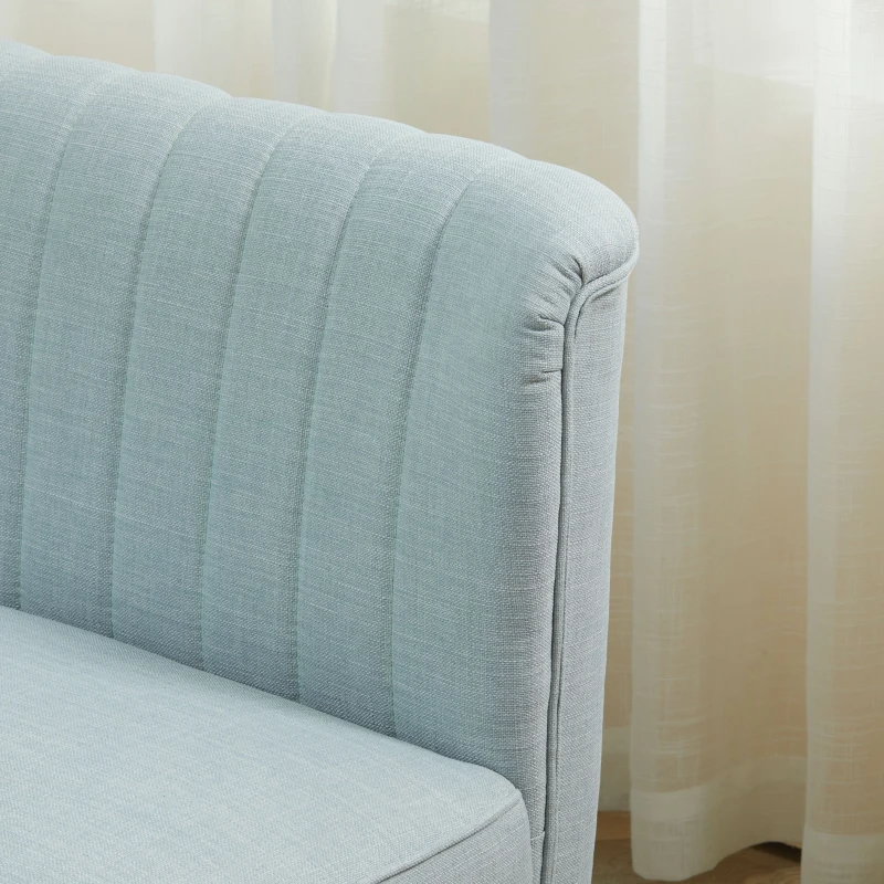 HOMCOM Canapea cu 2 Locuri din Material Textil fără Brațe, Canapea cu Picioare din Lemn, 117x56,5x77 cm, Verde(m-11)