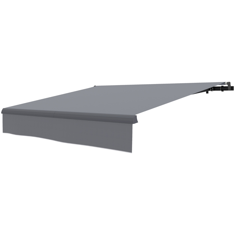 Outsunny Toldo Retrátil Manual para Jardim Ajustável com Manivela Proteção UV Estrutura de Metal e Alumínio 295x200 cm Cinzento