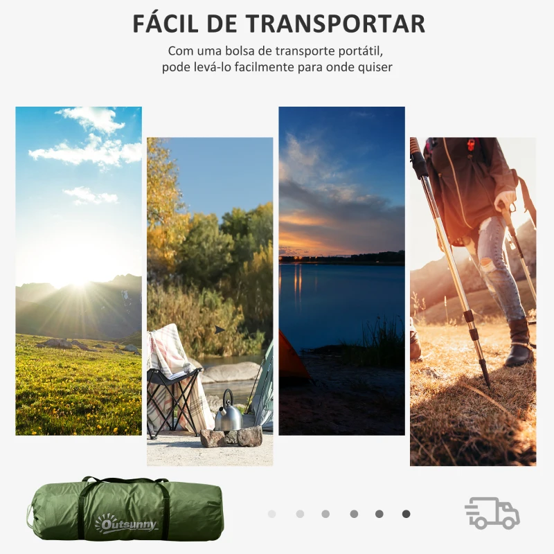 Outsunny Tenda de Campismo Familiar para 4 Pessoas Tenda Dobrável Impermeável para Praia Parque 430x240x170 cm Verde