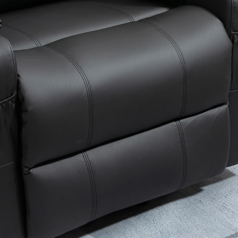 HOMCOM Opstastoel, massagestoel, verstelbare rugleuning, 8 massagemodi, elegant kunstleer, zwart, 88 x 92 x 106 cm