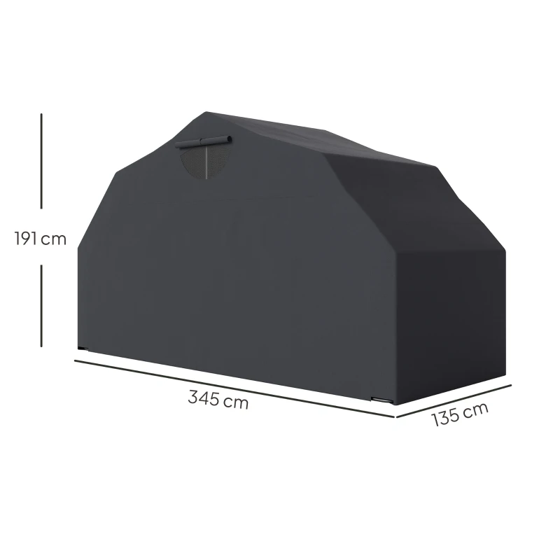 Outsunny Motorhoes Inklapbaar Outdoor Motorafdekking Waterdicht Winterbestendig XXL 345cmx135cmx191cm Zwart(m-3)