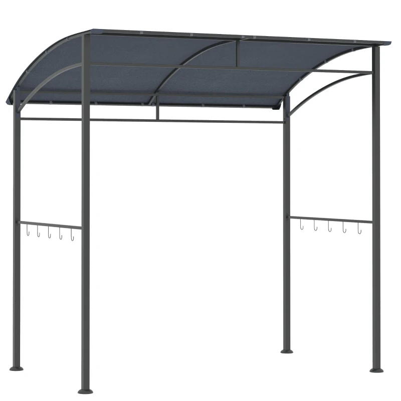 Outsunny Grillpavillon, Grillüberdachung, Regenschutz, Haken für Utensilien, Stahlrahmen, grau, 215 x 150 x 174/220 cm