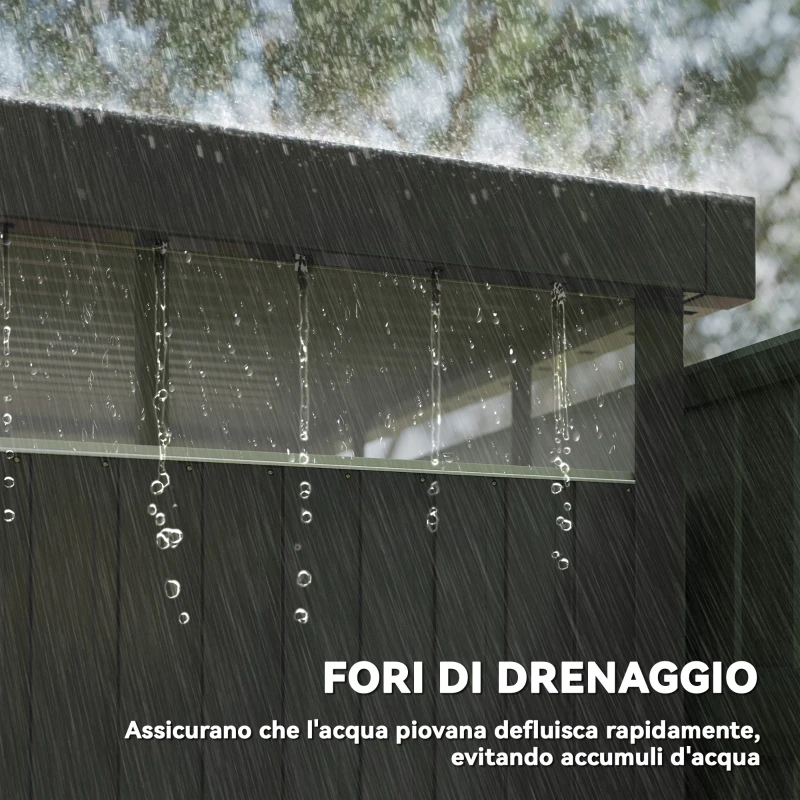 Outsunny Capanno da Giardino con Lucernario in Acrilico e Fori di Drenaggio, in Acciaio, 162x259x201 cm, Grigio Scuro